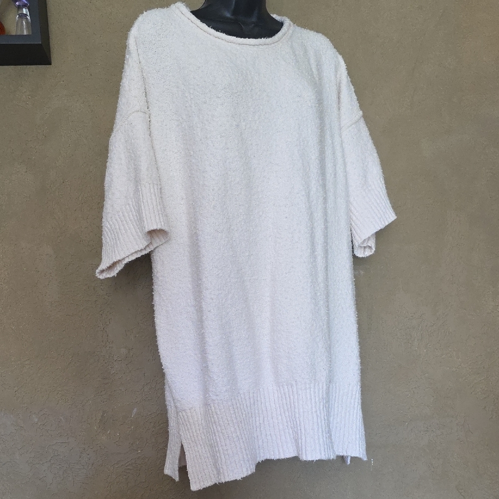 Free People Cream Textured Knit Top